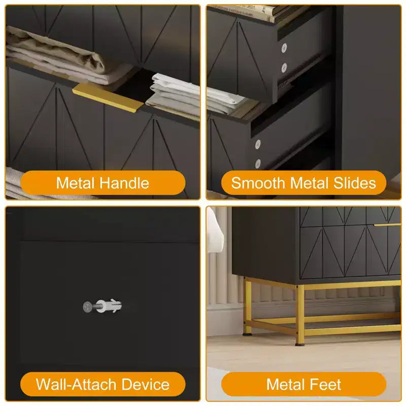 4-Drawer Fabric Dresser for Bedroom, Small Storage Chest with Wood Top, Modern Nightstand End Table 5