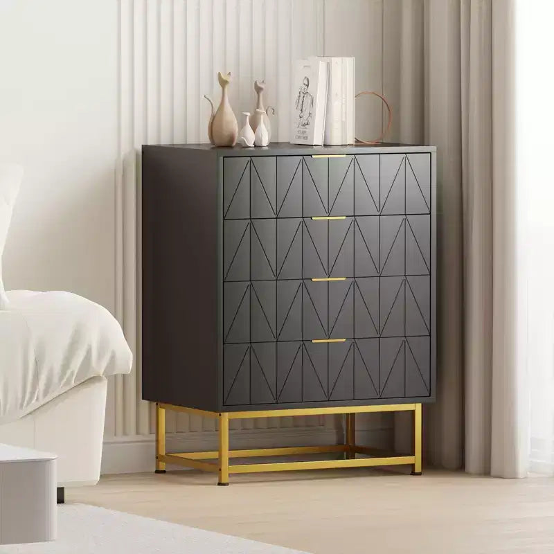 4-Drawer Fabric Dresser for Bedroom, Small Storage Chest with Wood Top, Modern Nightstand End Table 7