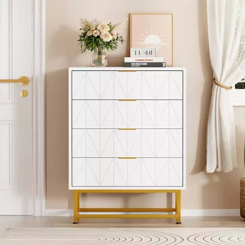 4-Drawer Fabric Dresser for Bedroom, Small Storage Chest with Wood Top, Modern Nightstand End Table 9