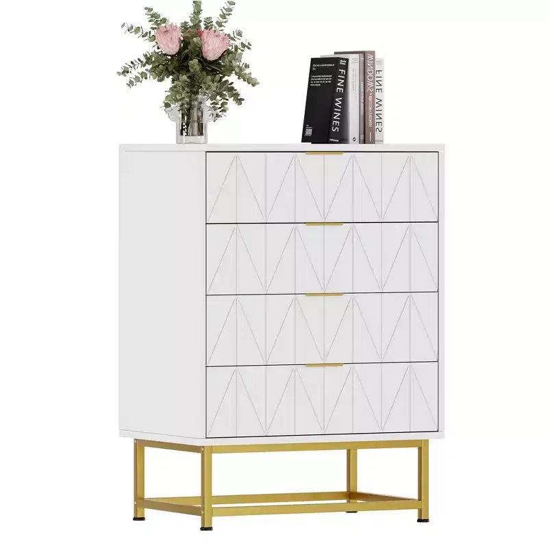 4-Drawer Fabric Dresser for Bedroom, Small Storage Chest with Wood Top, Modern Nightstand End Table 8