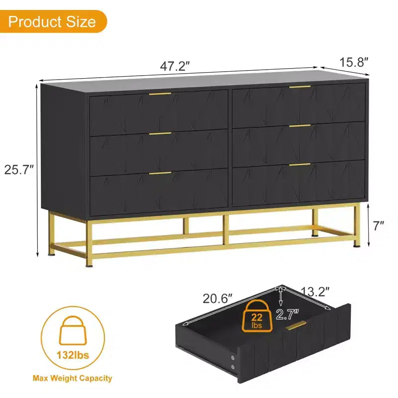 6-Drawer Fabric Dresser for Bedroom, Small Storage Chest with Wood Top, Modern Nightstand End Table for Closet, Living Room, Clothes Organizer 3