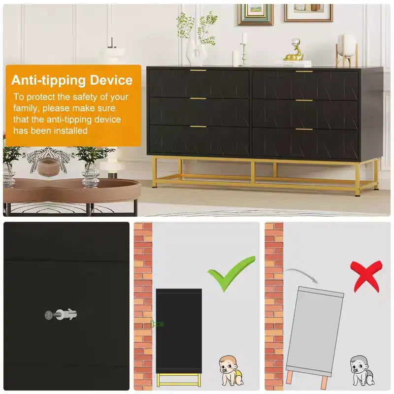6-Drawer Fabric Dresser for Bedroom, Small Storage Chest with Wood Top, Modern Nightstand End Table for Closet, Living Room, Clothes Organizer 6