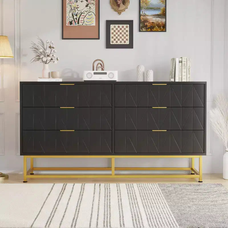 6-Drawer Fabric Dresser for Bedroom, Small Storage Chest with Wood Top, Modern Nightstand End Table for Closet, Living Room, Clothes Organizer 7