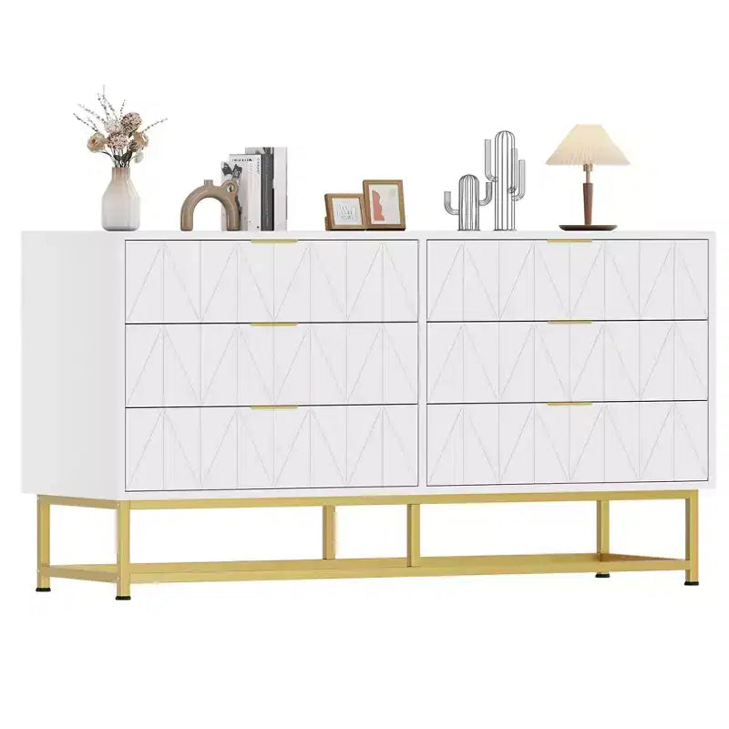 6-Drawer Fabric Dresser for Bedroom, Small Storage Chest with Wood Top, Modern Nightstand End Table for Closet, Living Room, Clothes Organizer 8