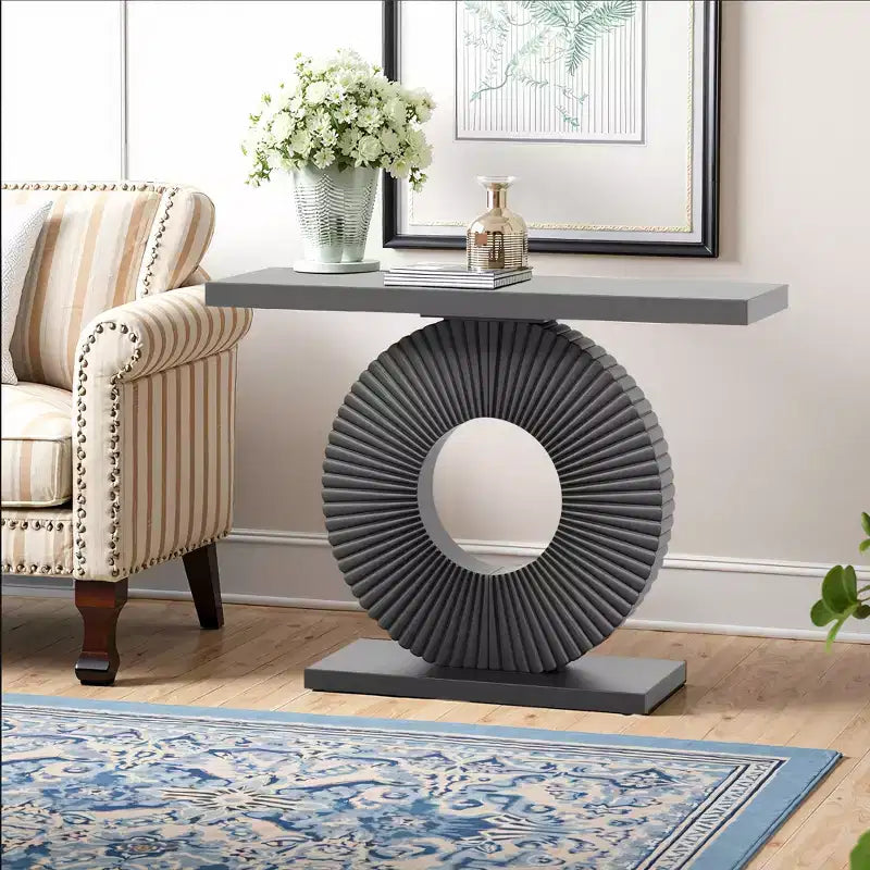 Consolle da Ingresso MAYEERTY Elegante e Ordinata, Tavolo Display con Piano a Texture Astratta per Oggetti da Collezione