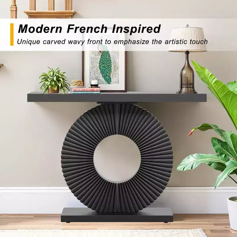 Consolle da Ingresso MAYEERTY Elegante e Ordinata, Tavolo Display con Piano a Texture Astratta per Oggetti da Collezione 4