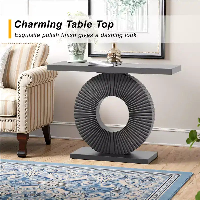 Consolle da Ingresso MAYEERTY Elegante e Ordinata, Tavolo Display con Piano a Texture Astratta per Oggetti da Collezione 5