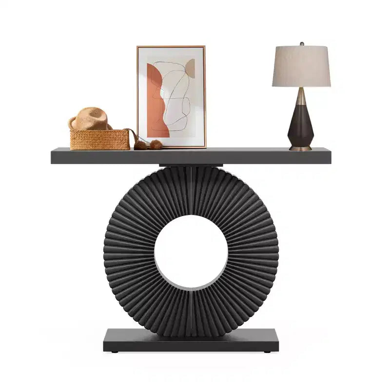 Consolle da Ingresso MAYEERTY Elegante e Ordinata, Tavolo Display con Piano a Texture Astratta per Oggetti da Collezione 8