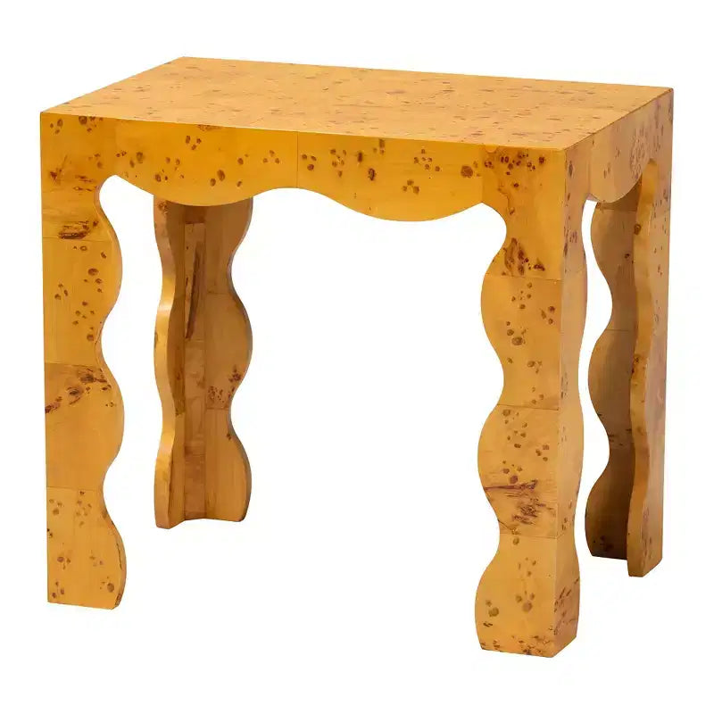 bali & pari Huxley Tavolino in Vero Legno Naturale di Burl Moderno e Contemporaneo
