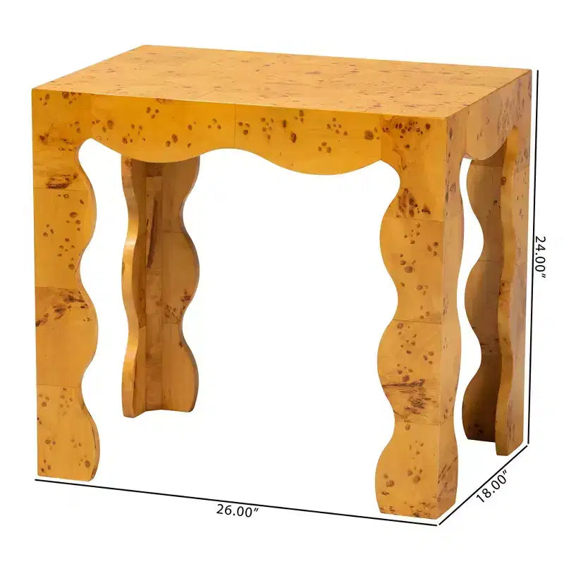 bali & pari Huxley Tavolino in Vero Legno Naturale di Burl Moderno e Contemporaneo 8