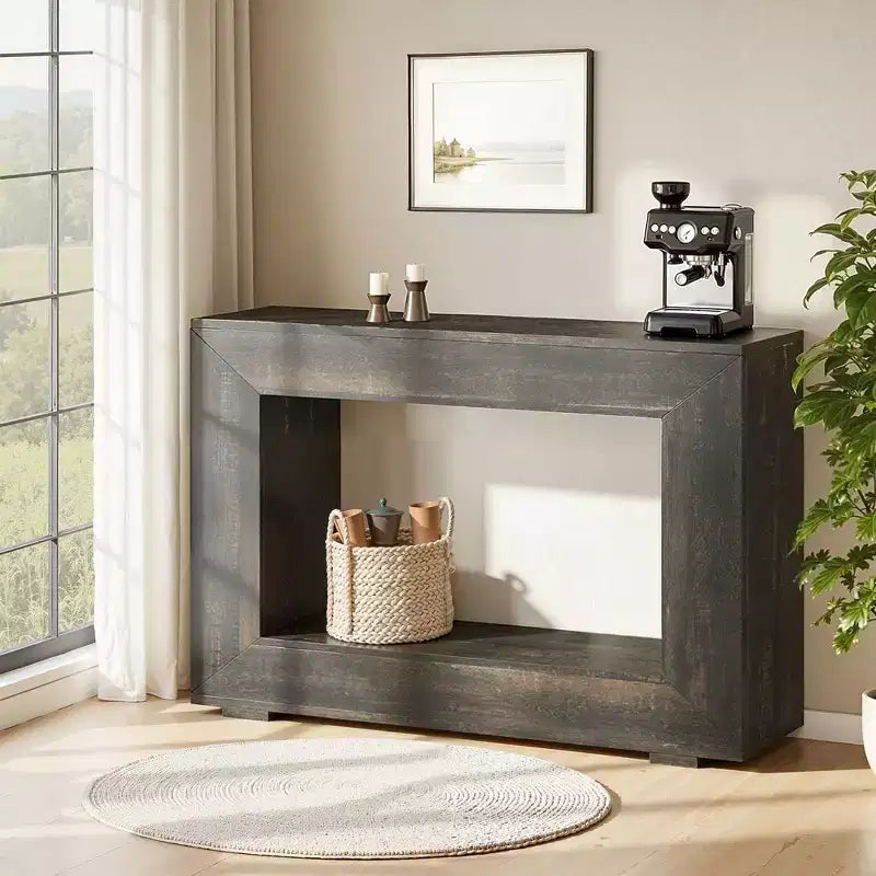 MAYEERTY Farmhouse Rustic Wood Grain Console Table with Vintage Simple Charm