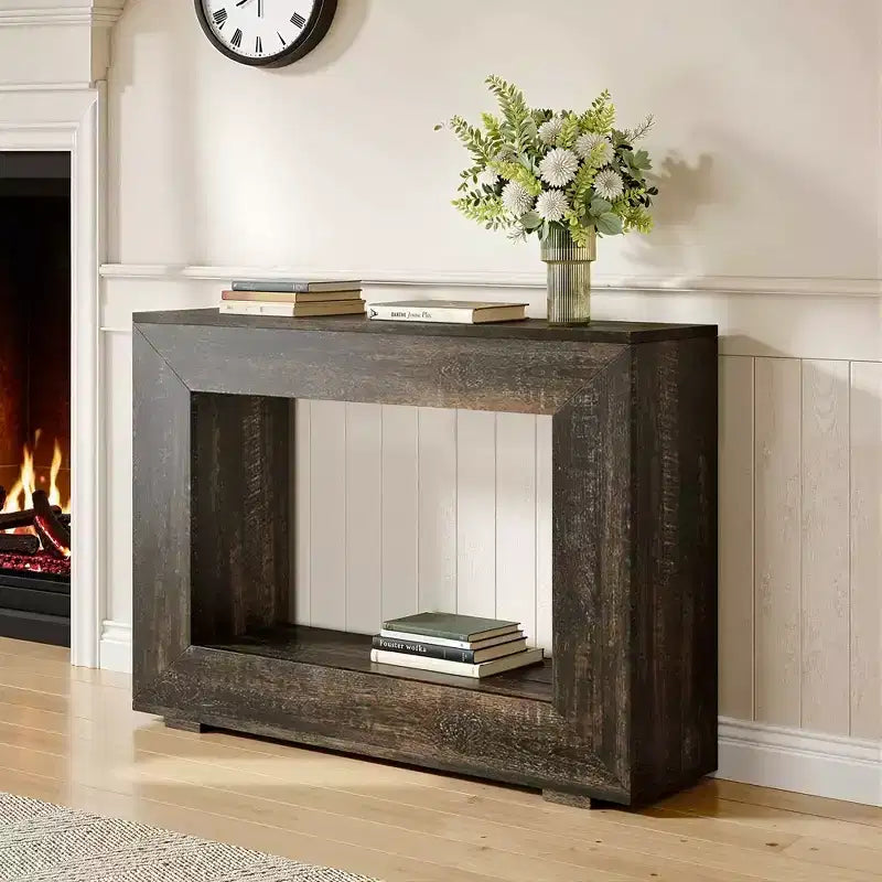 MAYEERTY Tavolo Consolle Rustico con Venature del Legno per Fattoria con Fascino Vintage Semplice 3