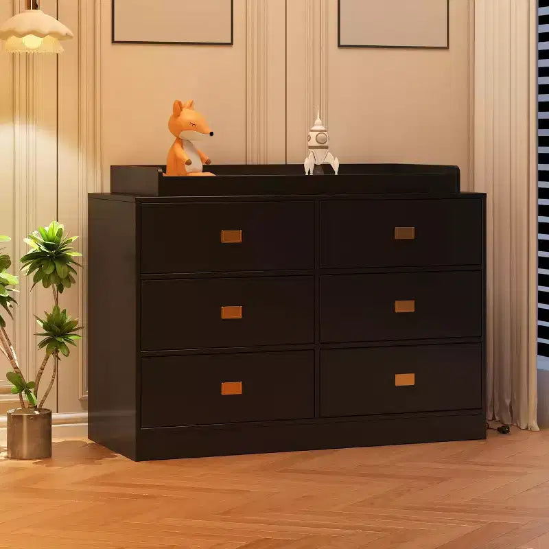 Dresser for Bedroom with 6 Drawers, Changing Table Dresser, Soft Pad & Removable Top, Baby Dressers with Changing Table Top for Nursery 9