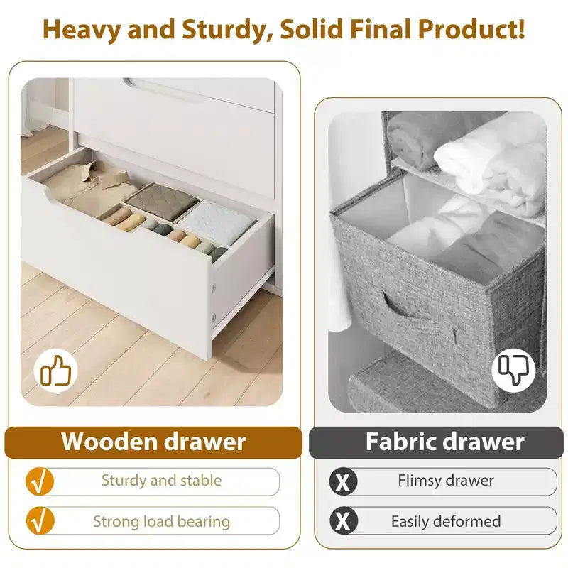 5-Drawer White Bedroom Dressers: 50 Tall Freestanding Vertical Wooden Chest with Storage for Living Room, Hallway & Entryway 6