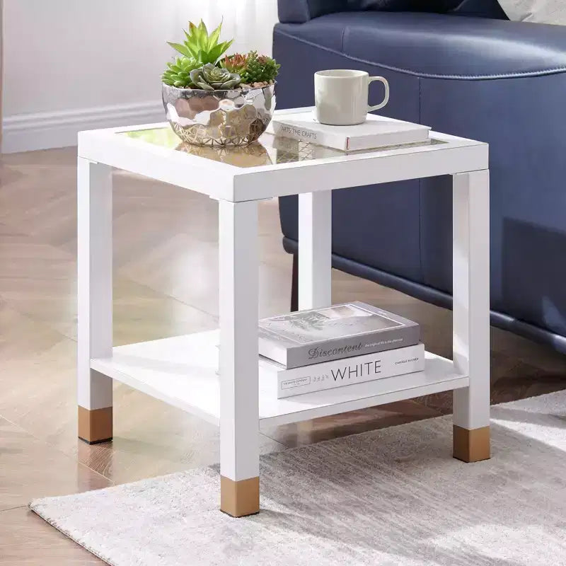 Tavolino Probe Hues Mid-Century in metallo e vetro – Ripiano portaoggetti e altezza ideale per divano 9