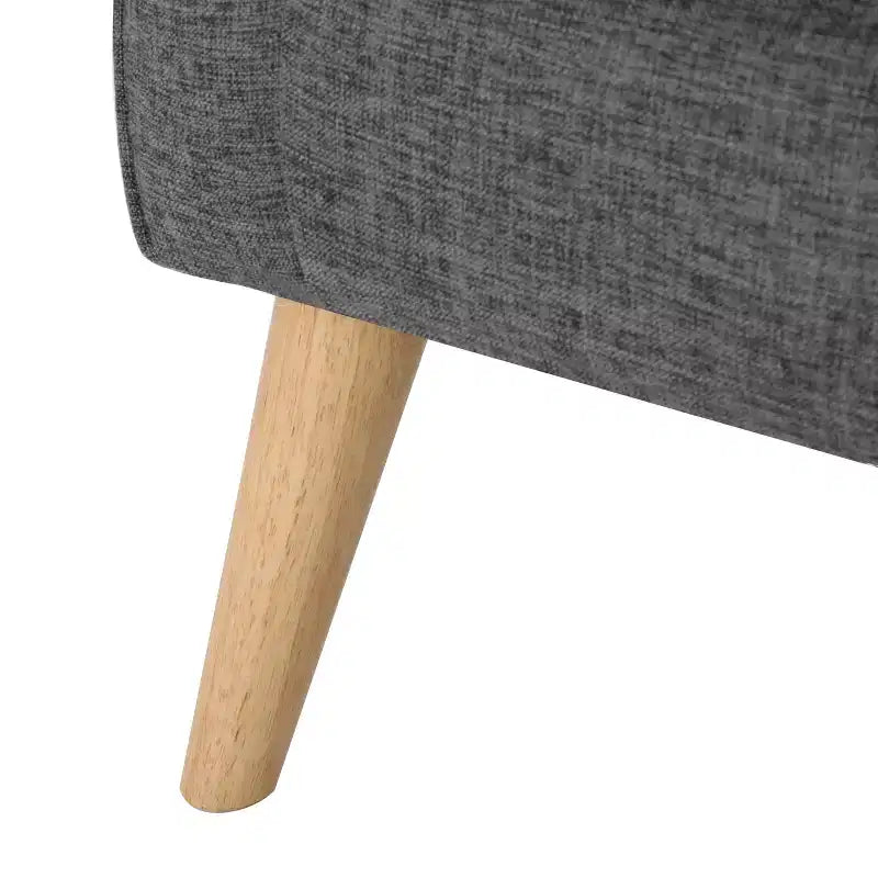 Divanetto Halima in stile moderno di metà secolo GDFStudio con braccioli arrotolati e gambe svasate in legno di Hevea 9
