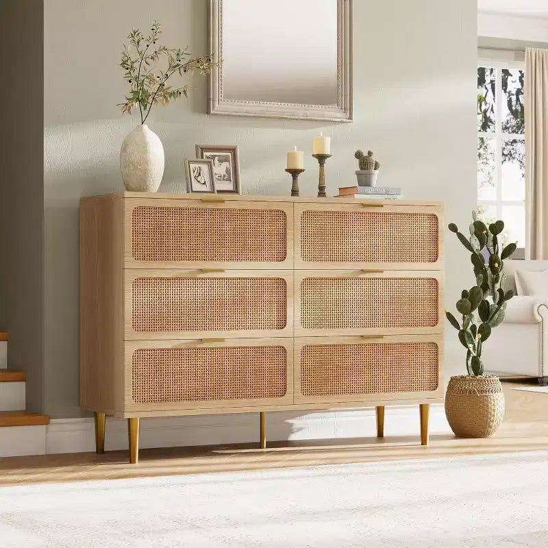 6-Drawer Double Dresser - Wide Top Deep Storage Chest for Bedroom Living Room 11