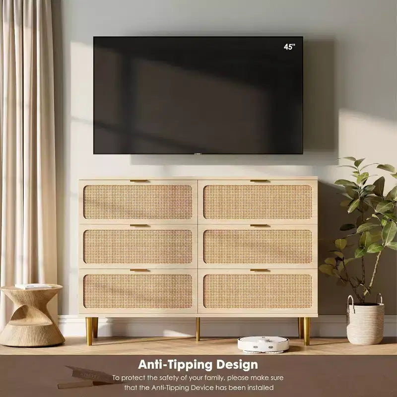 6-Drawer Double Dresser - Wide Top Deep Storage Chest for Bedroom Living Room 12