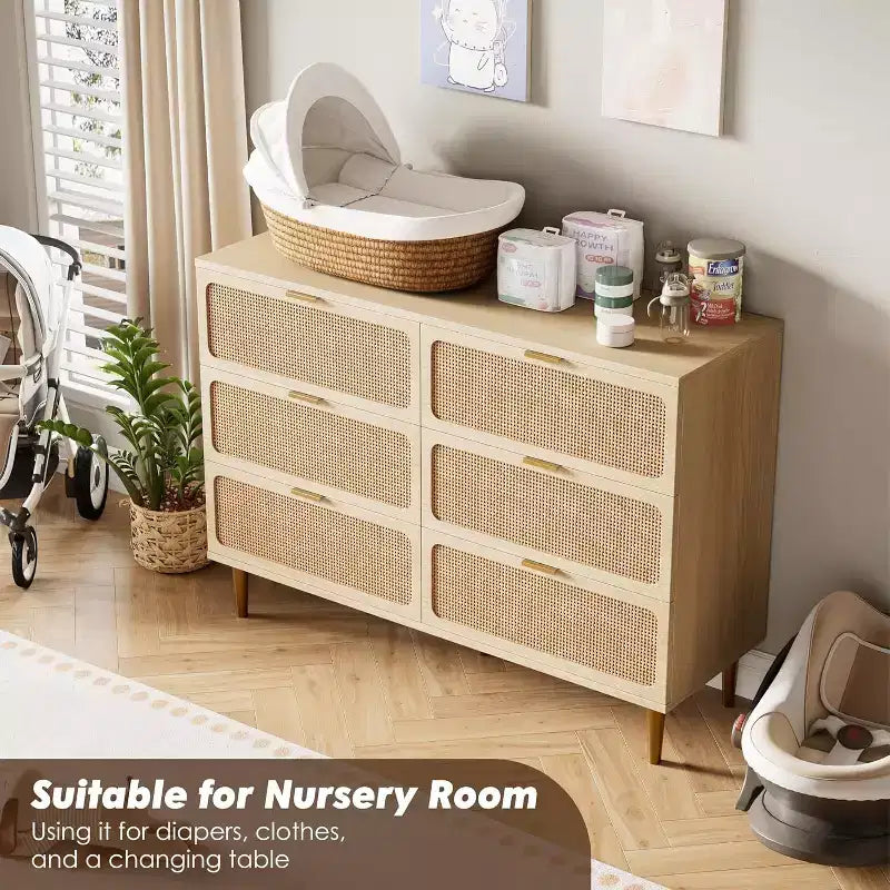6-Drawer Double Dresser - Wide Top Deep Storage Chest for Bedroom Living Room 13