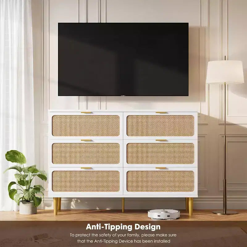 6-Drawer Double Dresser - Wide Top Deep Storage Chest for Bedroom Living Room 21