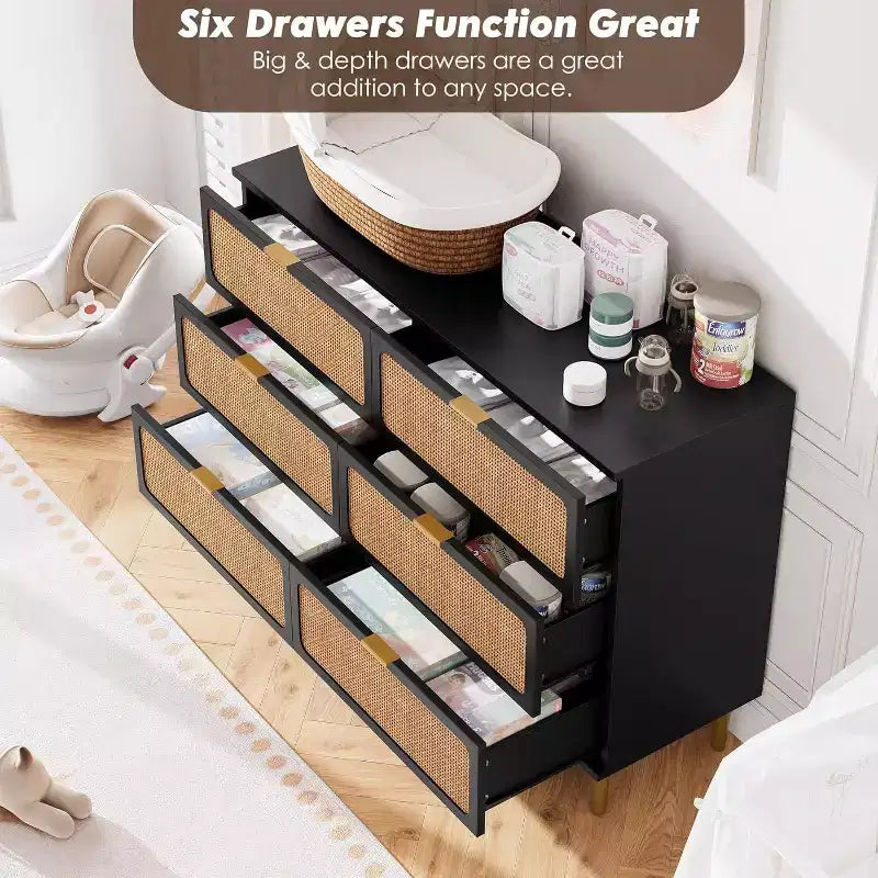 6-Drawer Double Dresser - Wide Top Deep Storage Chest for Bedroom Living Room 4