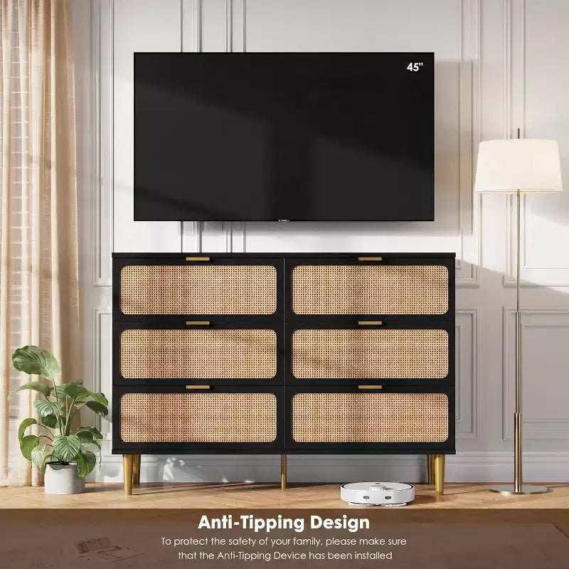 6-Drawer Double Dresser - Wide Top Deep Storage Chest for Bedroom Living Room 8