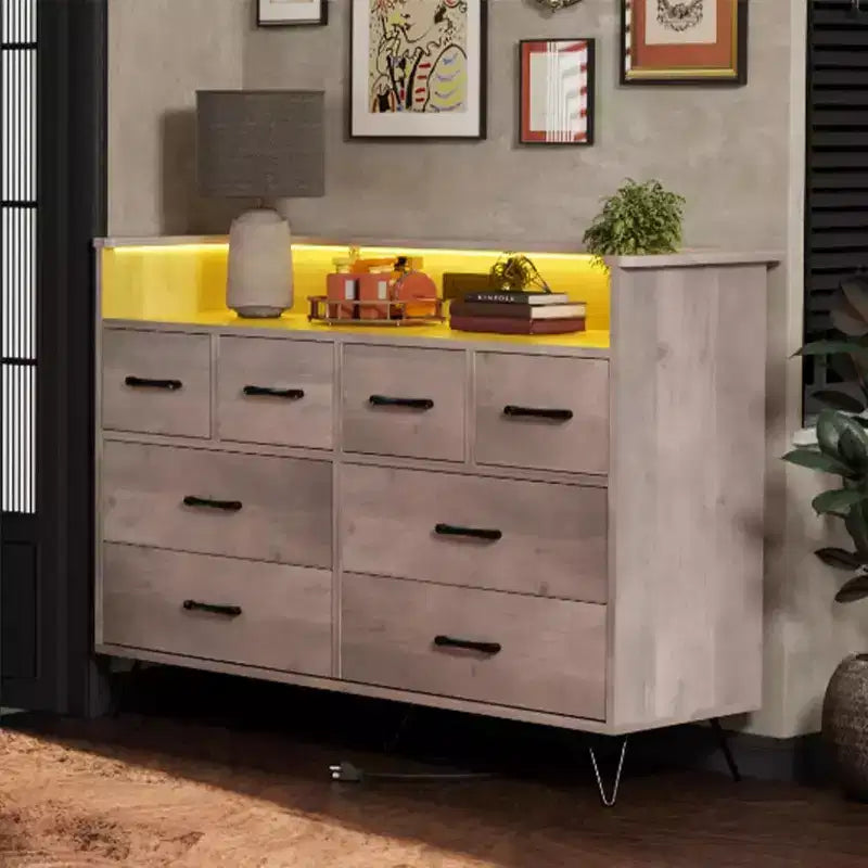 8-Drawer Dresser TV Stand with Charging Station - Black Storage Entertainment Center for Bedroom & Living Room 13