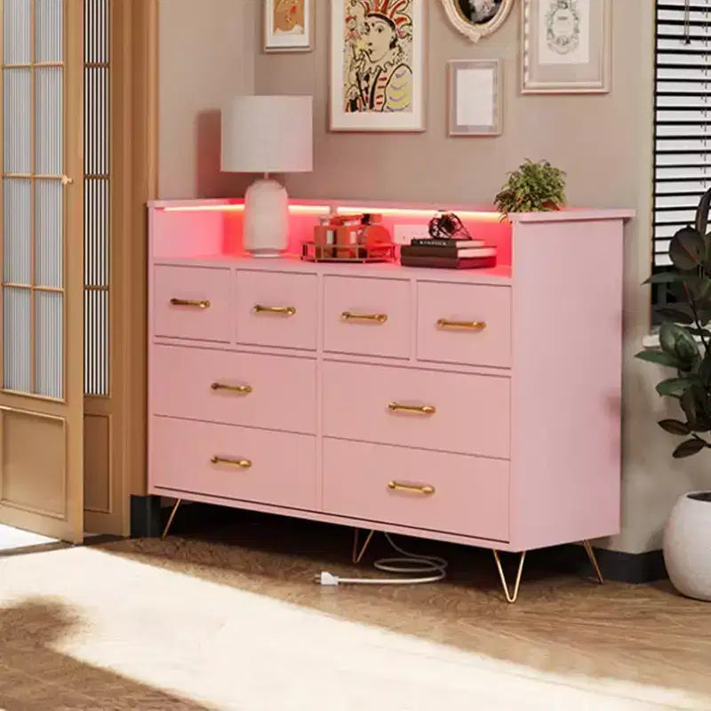 8-Drawer Dresser TV Stand with Charging Station - Black Storage Entertainment Center for Bedroom & Living Room 28