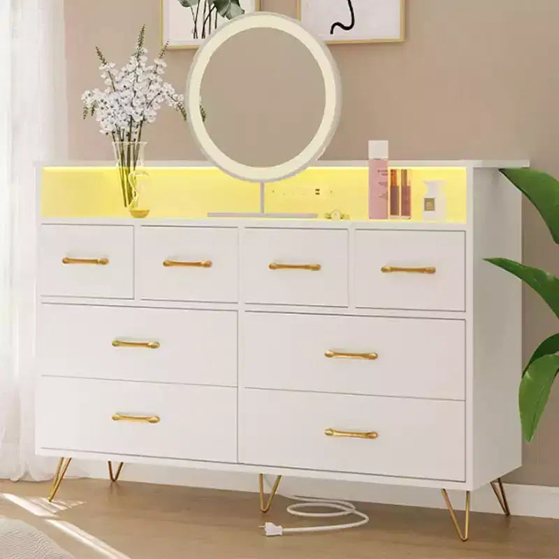 8-Drawer Dresser TV Stand with Charging Station - Black Storage Entertainment Center for Bedroom & Living Room 29