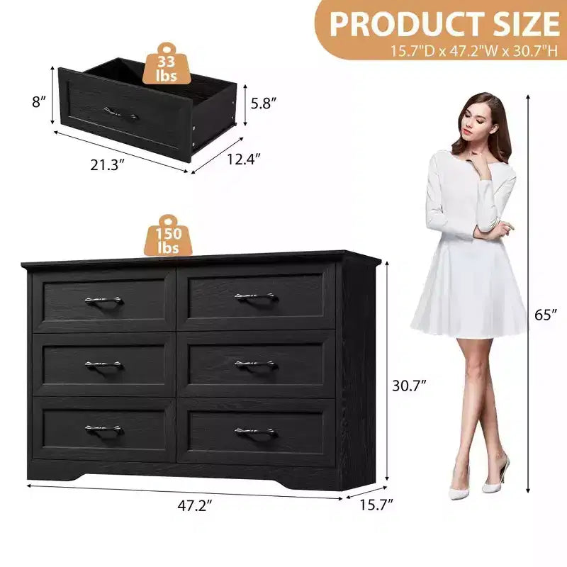 5/6 Drawers Dresser for Bedroom,Chest of Drawers,Farmhouse Modern Wooden Dresser,Storage Organizer Dresser for Bedroom,Living Room,Kids Room 11