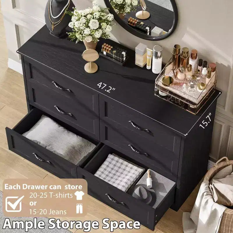 5/6 Drawers Dresser for Bedroom,Chest of Drawers,Farmhouse Modern Wooden Dresser,Storage Organizer Dresser for Bedroom,Living Room,Kids Room 12