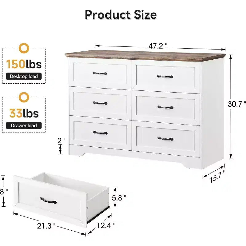 5/6 Drawers Dresser for Bedroom,Chest of Drawers,Farmhouse Modern Wooden Dresser,Storage Organizer Dresser for Bedroom,Living Room,Kids Room 20