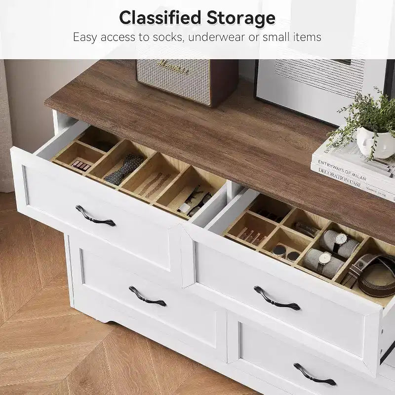 5/6 Drawers Dresser for Bedroom,Chest of Drawers,Farmhouse Modern Wooden Dresser,Storage Organizer Dresser for Bedroom,Living Room,Kids Room 21