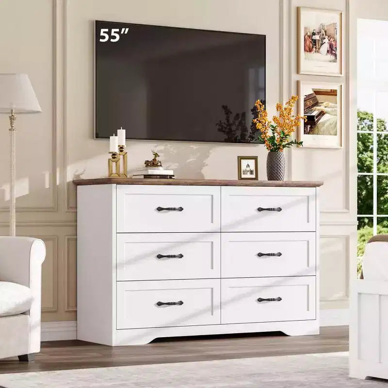5/6 Drawers Dresser for Bedroom,Chest of Drawers,Farmhouse Modern Wooden Dresser,Storage Organizer Dresser for Bedroom,Living Room,Kids Room 3