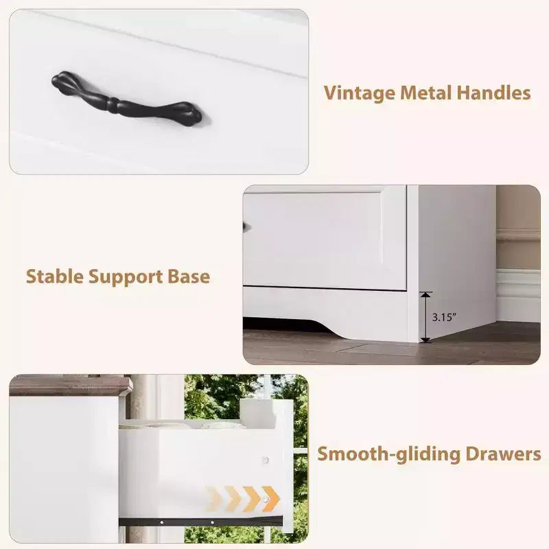 5/6 Drawers Dresser for Bedroom,Chest of Drawers,Farmhouse Modern Wooden Dresser,Storage Organizer Dresser for Bedroom,Living Room,Kids Room 6