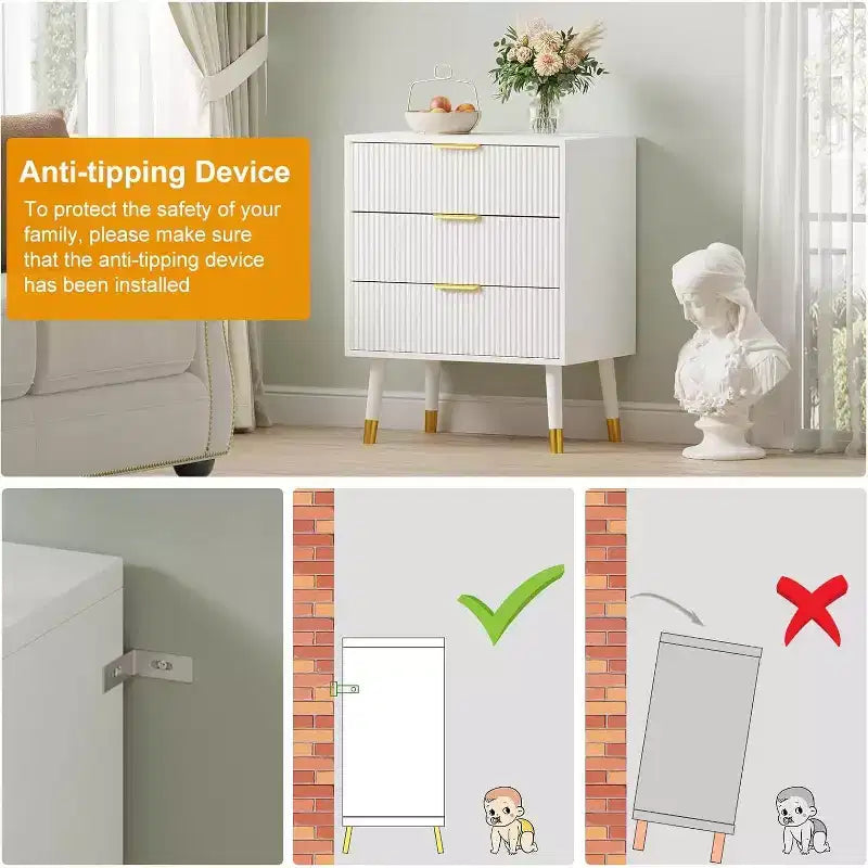 3-Drawer Modern Dresser - Wide Top Nightstand & Storage for Bedroom & Living Room 13
