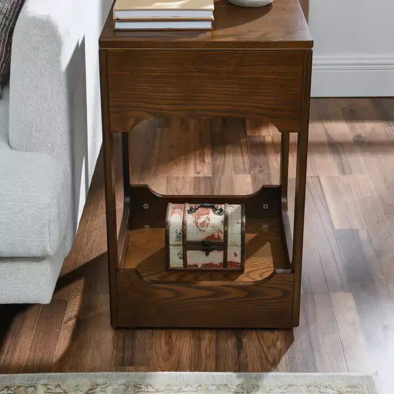 GDFStudio Gorrath Tavolino Laterale in Legno Moderno di Metà Secolo con Piano Sollevabile e Ripiano Contenitore 5