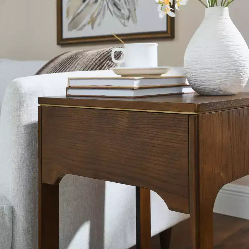 GDFStudio Gorrath Tavolino Laterale in Legno Moderno di Metà Secolo con Piano Sollevabile e Ripiano Contenitore 6