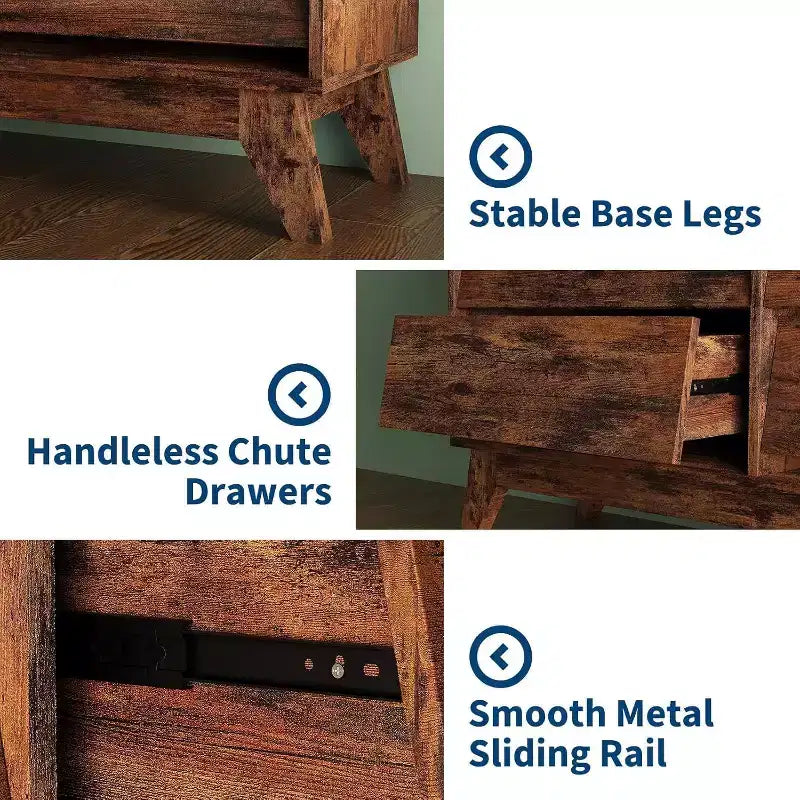 6 Drawer Dresser, Vintage Chest of Drawers with Bevel Design, Modern Dresser TV Stand for Bedroom, Living Room, Entryway and Closet 12