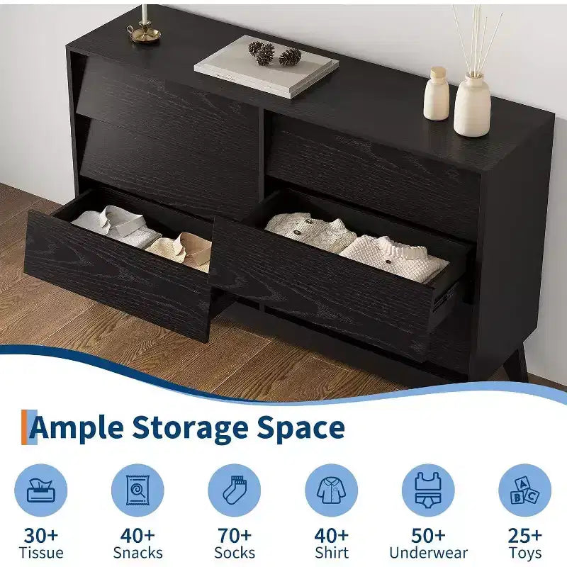 6 Drawer Dresser, Vintage Chest of Drawers with Bevel Design, Modern Dresser TV Stand for Bedroom, Living Room, Entryway and Closet 3