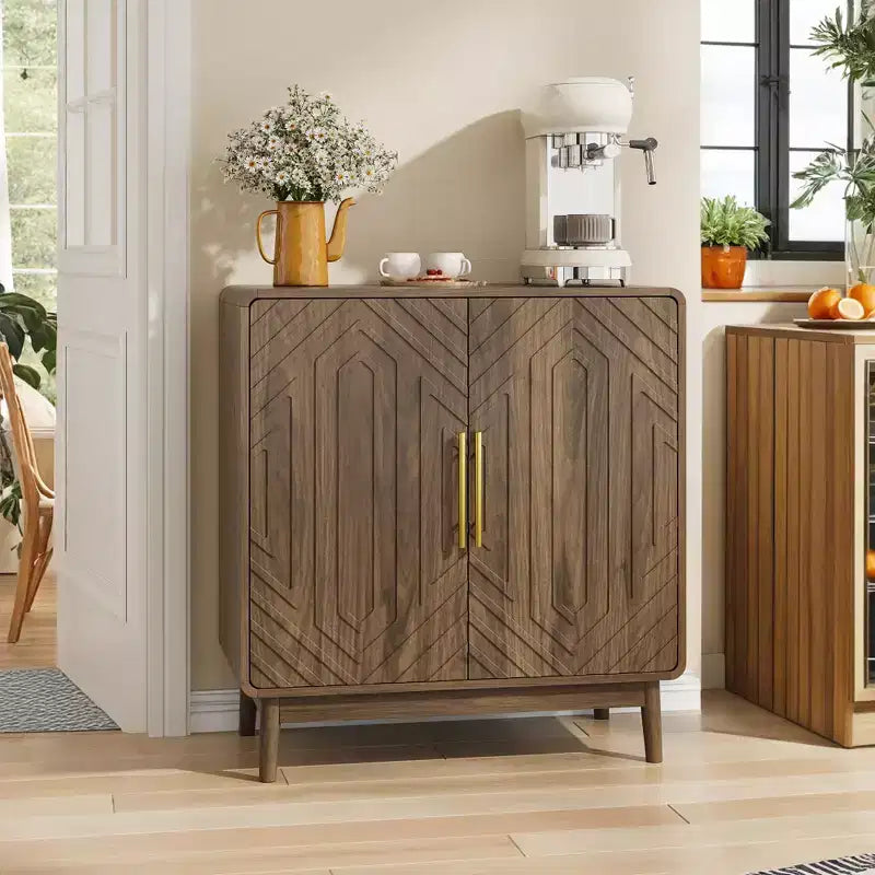 31 Sideboard Buffet Cabinet, Accent Coffee Bar Cabinet with Adjustable Shelf, Entryway Console Table, Floor Cupboard Cabinet for Kitchen Living Room