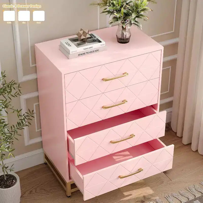 4 Drawer Dressers, Wood Dresser w/Golden Handles, Storage Chest Cabinet Organizer Unit, Chest of Drawers for Living Room, Closet, Hallway 15