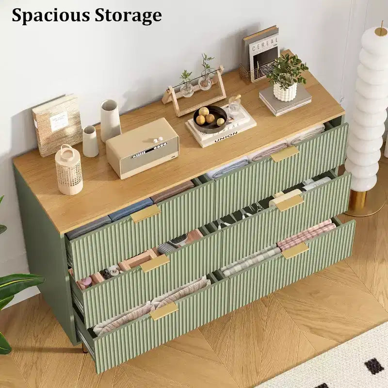 6-Drawer Dresser, Wooden Chest of Drawers, Modern Storage Fluted Panel Design Dressers for Living Room, Bedroom, Closet, Hallway, Entryway 13