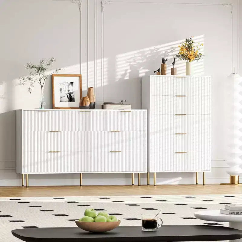 6-Drawer Dresser, Wooden Chest of Drawers, Modern Storage Fluted Panel Design Dressers for Living Room, Bedroom, Closet, Hallway, Entryway 21