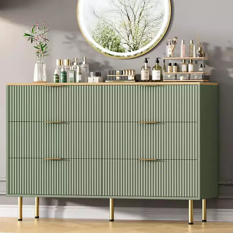 6-Drawer Dresser, Wooden Chest of Drawers, Modern Storage Fluted Panel Design Dressers for Living Room, Bedroom, Closet, Hallway, Entryway 8