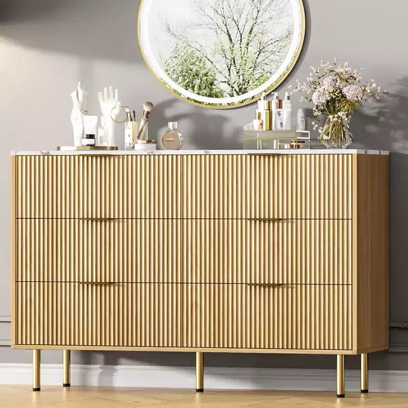 6-Drawer Dresser, Wooden Chest of Drawers, Modern Storage Fluted Panel Design Dressers for Living Room, Bedroom, Closet, Hallway, Entryway 22