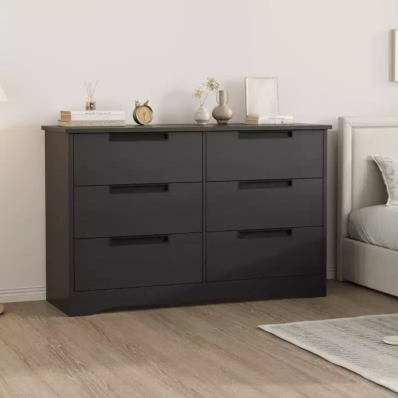6 Drawer Dresser for Bedroom, 46.8W Wooden Chest of Drawers with Embedded Handles, Clothes Storage Organizer, Dresser TV Stand for Hallway 7