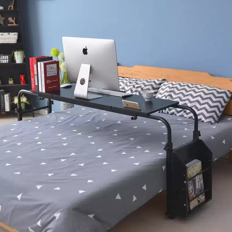 Acekool Tavolo per letto con ruote, Altezza e lunghezza regolabili, Carrello portatile resistente e tavolo da pranzo per camera da letto, ospedale, casa, soggiorno