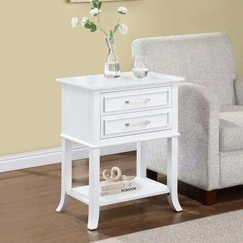 HomeStock 28.75 in.H Tavolino Rettangolare con Piano in Legno, Colore Bianco - 1 pezzo 6