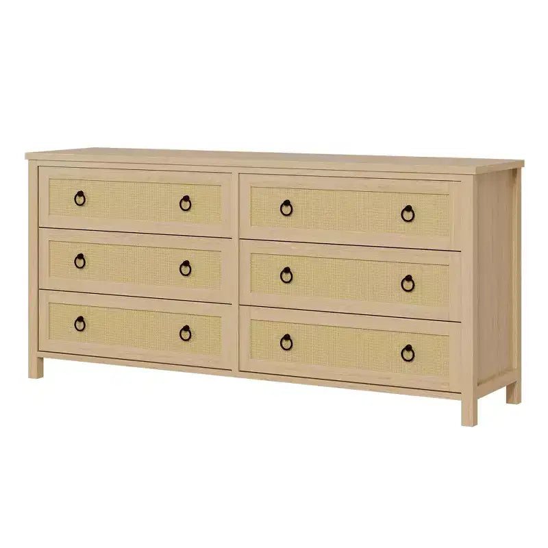 7 Drawer Rattan Dresser,Boho Dresser for Bedroom,Chest of Drawers,Closet Organizer,Natural Wood Dressers Chest for Bedroom,Living Room,Entryway 10